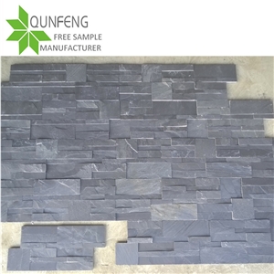 Black Stacked Stone Wall Panel Slate for Wall